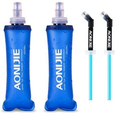 트리원더 접이식 물병 TPU 소프트 플라스크 러닝 병 BPA 프리 스포츠 등산 등반 캠핑용 250ml8.45oz 스트로 포함 2개 세트 3189933, 250ml/8.45oz 빨대 포함 - 2개 팩