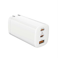 MCK-U365 GaN 65W 充電器 3孔USB充電器(2個USB-C 1個USB-A) PD+QC快充, 白色, 1個, 76*33.5*39