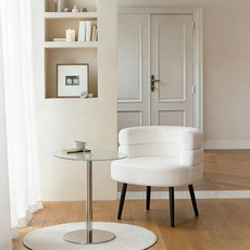 거실 침실 램스울 미니 1인용 소파 의자 화장대 의자 편한 푹신한 의자, 1개, 화이트