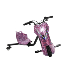 星空粉色兒童電動漂移車：炫彩LED燈光，舒適座椅，安全三輪設計，輕鬆享受戶外樂趣, 紫色閃電, 1個, 2025-12 drift car2