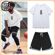 歐文籃球服套裝男夏季運動休閒短袖短褲寬鬆大碼美式訓練兩件套潮