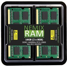 NEMIX RAM 16GB(2X8GB) DDR3 1600MHZ PC3-12800 2Rx8 1.35V 204핀 Non-ECC SODIMM 노트북 메모리 키트 애플 맥북 프로 아, 16GB (2X8GB) DDR3 1600MHZ SODI