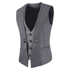 馬甲背心2023新品春夏男士個性格子拼接假兩件單排扣休閒馬甲大碼中青年 臺灣熱賣