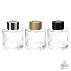 디퓨저용기 라운드 투명 유리 속캡포함 50ml 공병, 10개, 블랙캡