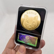 기념 주화 코인 Cool Dogecoin Killer 시바 이누 시브 암호화 금속 물리적 은화 또는 금화 멋진 디스플레이 프레임 포함, [33] D14-3, 1개
