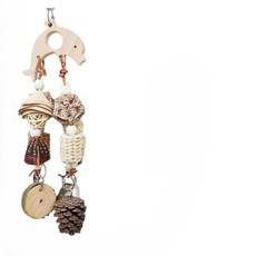 鸚鵡磨牙啃咬串 木質鳥玩具, 海豚款, 1個