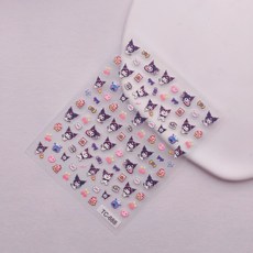 RoseAria 산리오 3D 캐릭터 네일 스티커, 1개, 퍼플 + 핑크