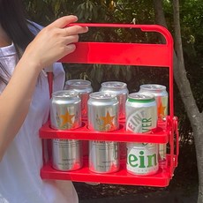 맥주 음료 캐리어 컵 접이식 맥주디스펜서, 레드, 1개