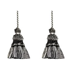 핸드매 컬러풀 에스닉 커튼 걸이 장식 펜던트 컬러풀 2PCS, 검은, 흑색의