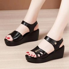 투니스 여성 캐주얼 컴포트 플랫폼 통굽 벨크로 웨지 샌들 6cm