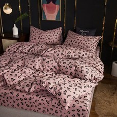 호피 이불커버 세트 여름이불 부드러운, 핑크-전체레오파드