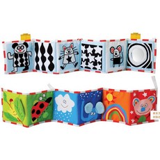 Toftays 寶寶布書A6M 雙面黑白彩色早教布書套裝 帶響紙 撕不爛 黑白 彩色 防撞床圍 嬰幼玩具, 瓢蟲款（開窗彩盒）