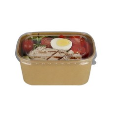 포담팩 KP 크라프트 사각종이용기 1000ml 뚜껑 용기 세트, 1개, 50개