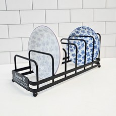 컨츄리아이템 퀴진 디자인 철제 접시 꽂이 블랙, 1개