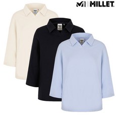 밀레 25SS 30%특가 여성 봄카라티 LD 오픈카라 7부 본느 티셔츠_MVUST821IIII_US 765425