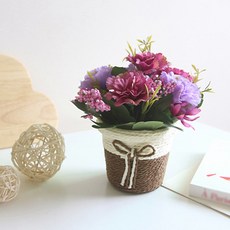 도매토피아 DOTO 조화 프리티플 카네이션 화분, 퍼플, 1개