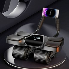 복부 휠 4륜 자동 반동 디지털 디스플레이 운동기구, 블랙 라이트 에디션 네 바퀴 복근기, 단일 모델