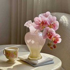 호박 꽃병 꽃꽂이 화병 글라스 중세 구슬 유리 유럽, 에메랄드 그린 호박 1급