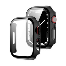 滴滴啞光 Apple Watch 7 全保護 41mm 45mm鋼化玻璃錶殼, 黑色