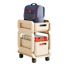 책꽂이 책장 보관함 북카트 이동식 트롤리, 베이지, 2단