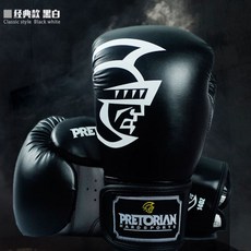 廣隆 巴西 Pretorian 拳擊手套 打沙包訓練 搏擊 散打 泰拳 格鬥 健身運動 武術, 1個, 黑白色-10盎司, 黑白色