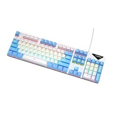 FOREV 레인보우 LED 기계식 유선 게이밍 키보드 FV-Q302, 화이트 블루, 청축