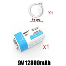 대용량 USB 충전식 배터리 멀티미터 무선 마이크 기타 리튬 이온에 적합 9V 배터리 12800Mah, 02 9v 12800mAh, 01 9v 12800mAh, 1개