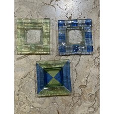 琉璃煙灰缸置物碟, 藍,10*10, 1個