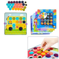 두돌아기 그림카드 단추퍼즐 소근육발달 장난감 버튼퍼즐 단추놀이 두뇌발달 조카선물, 10조각, 1세트