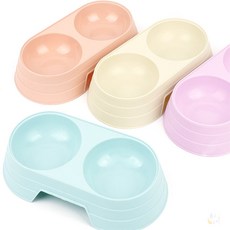 꿈꾸는비 2구 애완 식기 강아지밥그릇, 핑크
