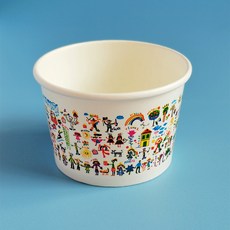 卡通圖案一次性紙碗, 1個, 260ML卡通款100個