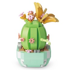 多肉植物盆栽積木，仿真多肉植物，創意盆栽擺飾，辦公室居家療癒小物, P1247淺唱初夏, 1個