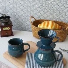 하나하나 손으로 만드는 프러시안 블루 드리퍼세트 chl+41802Zb, 머그컵 추가안함