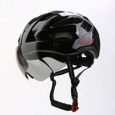 HURACAN 자전거헬멧 고글헬멧 인몰드 킥보드헬멧, 블랙레드-L, 1개