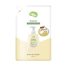 Nac nac 奶瓶蔬果酵素洗潔慕斯 溫和清潔 奶瓶蔬果適用, 黃色補充包600ml (2025/03), 1個