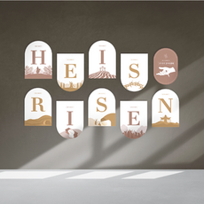 피콕 부활절 데코 포스터-그가 다시 살아나셨다 (벽장식 교회학교 부활절글씨 부활주일)