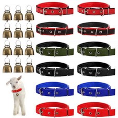 Coloch 종 달린 염소 목걸이 12팩 조절 가능한 나일론 양 목걸이 분실 방지 시끄러운 소 벨 작은 구리 브론즈 양 소 염소 강아지용, 콜록 12팩 염소 목걸이와 벨 조절 가능한 나일론 양