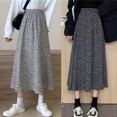 잔꽃 무늬로 여성스러운 A라인 허리밴딩 스커트 gas+0387ej