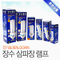 장수램프 안정기내장 삼파장램프 (삼파장전구 할론전구 조명등 조명기구 스탠드 주광색 전구색, 20W, 1개