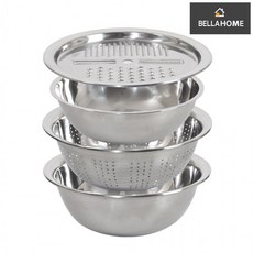 [벨라홈] 스탠레스 만능강판 4종세트(CN9619) 믹싱볼 타공채반 양푼이, 1개, 상세페이지 참조