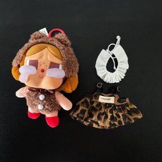 팝마트 크라이 베이비 키링 울보 인형 세트, 표범 프린트 스커트 곰 세트, OP백