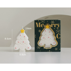 크리스마스 트리 양초 장식품 선물 소품 트리 장식 오브제, 1개, 67g, 화이트(무향)