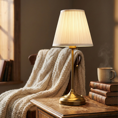 이케아 탁상스탠드 침실 무드등 독서등+전용극세사천, 골드(황동)