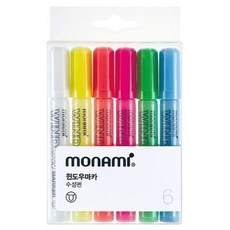윈도우마카 모나미 6색 데코 유리 수성 마카 1EA