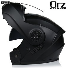 DFMEI ORZ電動電瓶頭盔灰男女士全盔四季藍牙揭面盔夏季安全帽, 1個, 亞黑:L