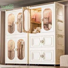 大號加厚折疊式雙開門兒童衣櫃 家用塑料儲物箱 寶寶玩具衣物整理櫃 抽屜櫃 五斗櫃 儲物櫃 床頭櫃 衣櫥 雜物櫃, 實色門-70面寬【1掛衣+2折疊櫃】,食品級材質