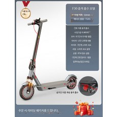 전동킥보드 접이식 성인용 휴대용 출퇴근용 경량 스쿠터 이륜 듀얼브레이크, 1개, F30 충격흡수형 무좌석/15A 배터리/50KM, 36V