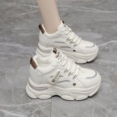 티류으스 여성 가죽 키높이 스니커즈 9cm 통굽 운동화 캐주얼 신발