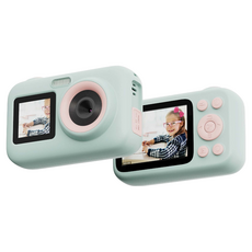SJCAM FUNCAM 兒童相機 前後雙螢幕 高清1080P 自動對焦, 綠粉