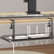 제이레어 책상 선반 거치대 멀티탭 케이블선 정리 수납함, 대, 1개, 블랙